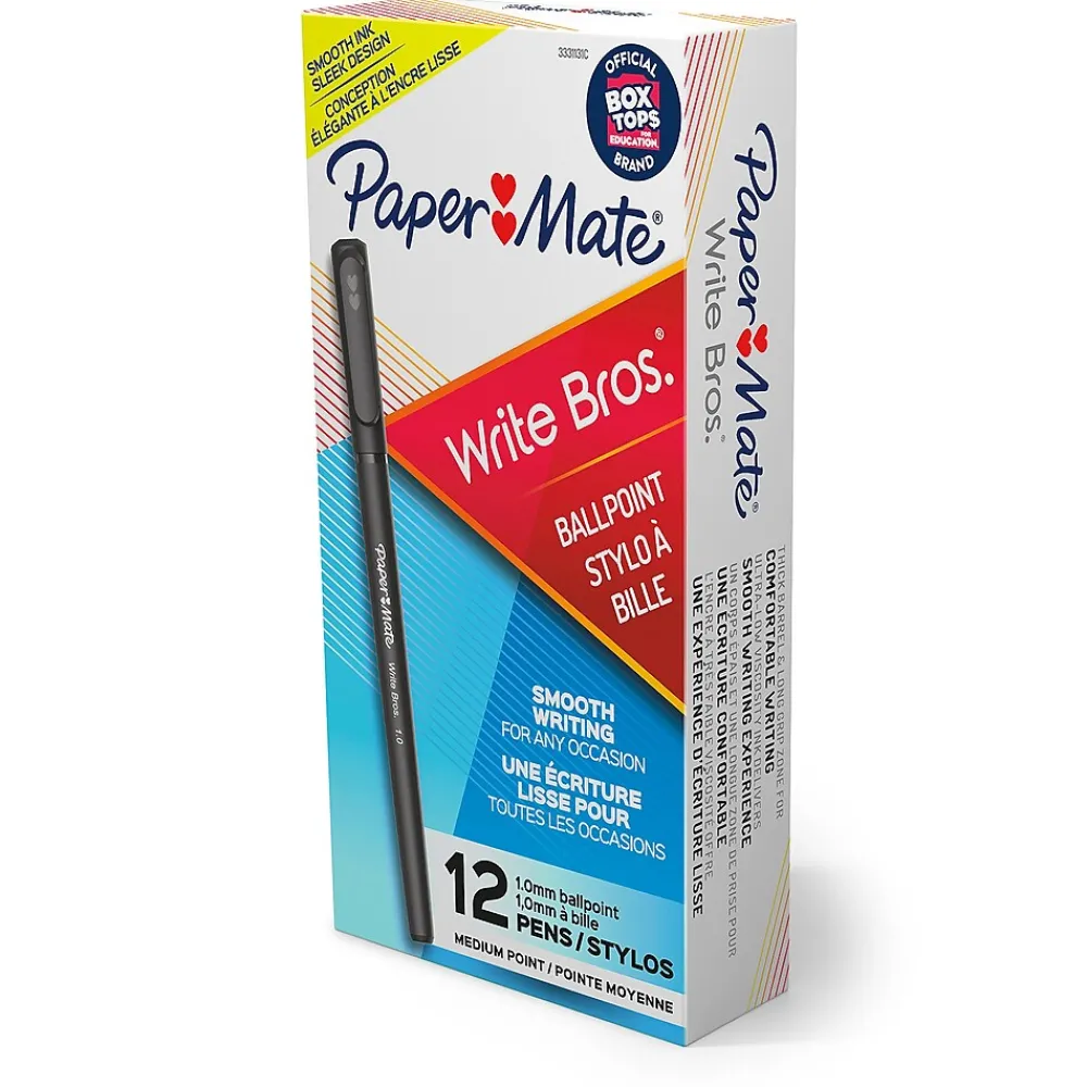 Pens|Paper Mate Write Bros. Ballpoint Pen, Medium Point, Black Ink, Dozen (33311)