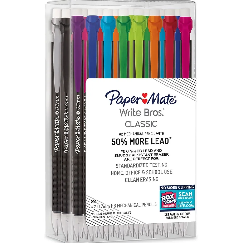 Pencils|Paper Mate Write Bros. Classic Mechanical Pencil, 0.7mm, #2 Hard Lead, 2 Dozen (2096310/2171181)