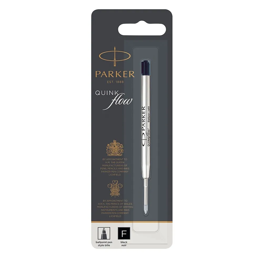 Pens|Parker Quink Ballpoint Pen Ink Refill, Fine Tip, Black Ink (30315)