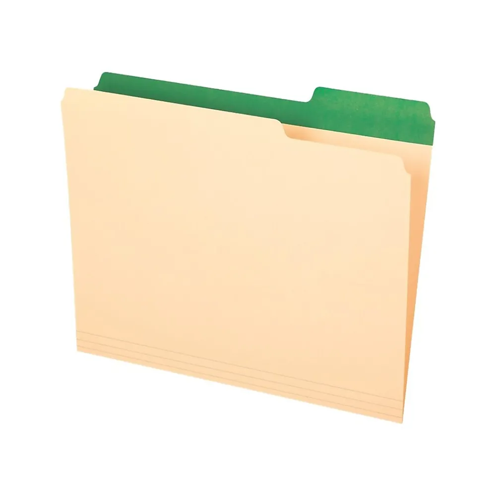 File Folders|Pendaflex Color Tab File Folders, 3-Tab, Letter Size, Manila, 50/Box (84101)