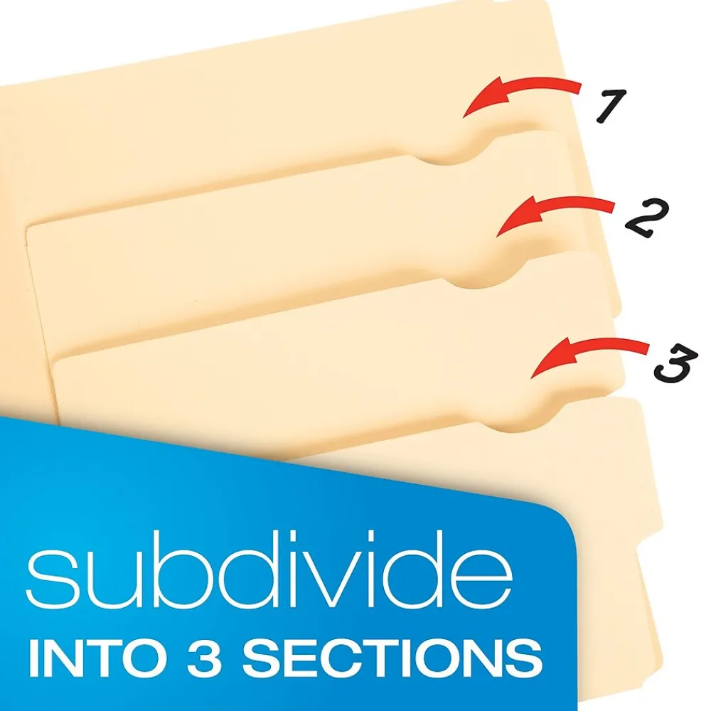 File Folders|Pendaflex Divide It Up 4-Tab File Folder, Letter Size, Manila, 24/Pack (10770)