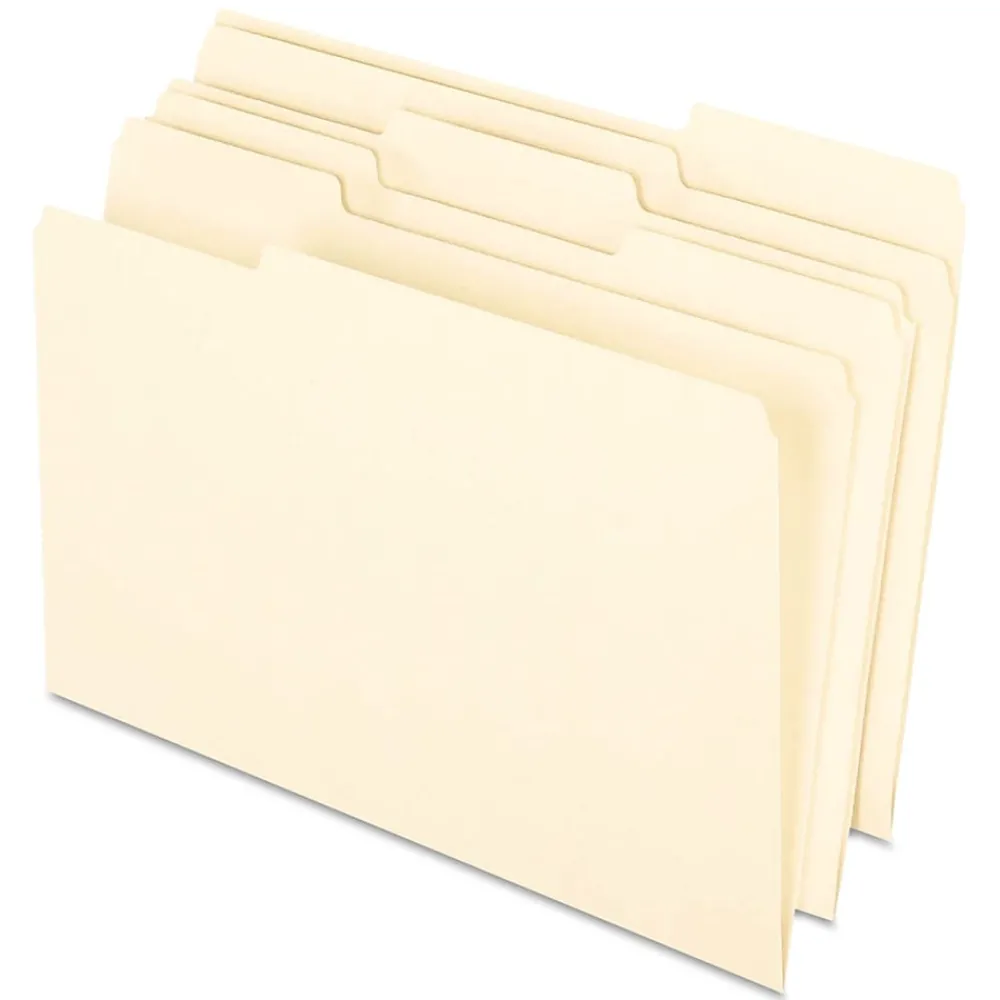 File Folders|Pendaflex EarthWise Recycled File Folder, 1/3-Cut Tab, Legal Size, Assorted, 100/Box (76520)