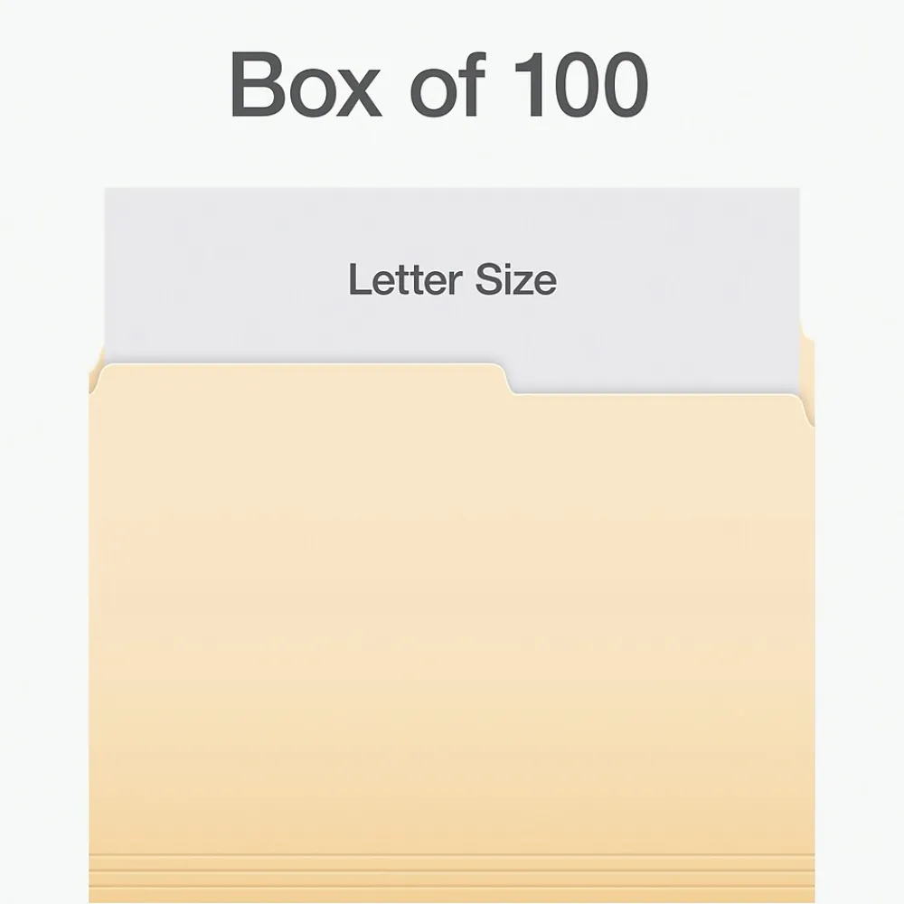 File Folders|Pendaflex File Folder, 1-Tab, Letter Size, Manila, 100/Box (1007078)