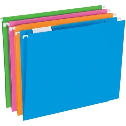 Hanging File Folders|Pendaflex Glow 5-Tab Hanging File Folders, Letter Size, Multicolor, 25/Box (81672)