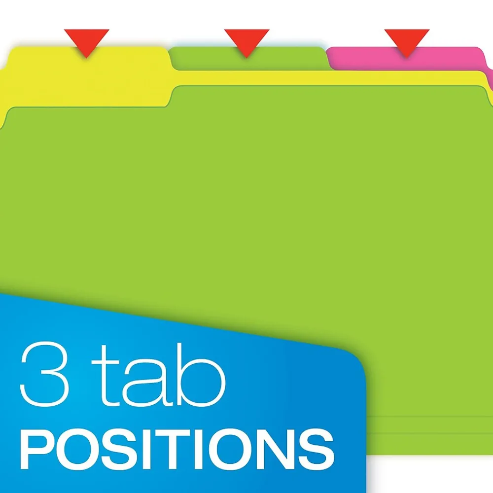 File Folders|Pendaflex Glow Twisted 3-Tab File Folder, Letter Size, Multicolor, 12/Pack (40526)