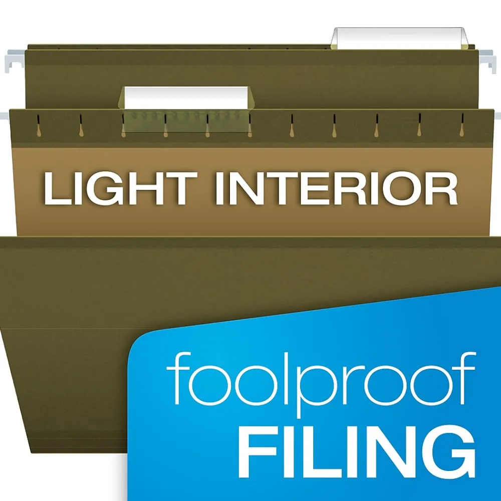 Hanging File Folders|Pendaflex Hanging File Folders, 1/3-Cut Tab, Letter Size, Standard Green, 25/Box (PFX 4152 1/3)