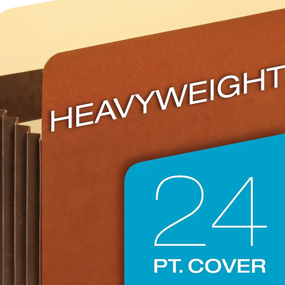 File Folders|Pendaflex Heavy Duty Pockets, 7" Expansion Pocket Folders, Full Length Tab, Letter Size, Brown, 5/Box (15444HD)