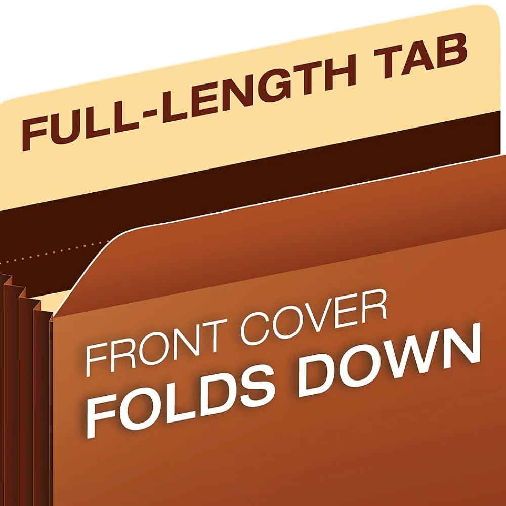 File Folders|Pendaflex Heavy Duty Pockets, 7" Expansion Pocket Folders, Full Length Tab, Letter Size, Brown, 5/Box (15444HD)