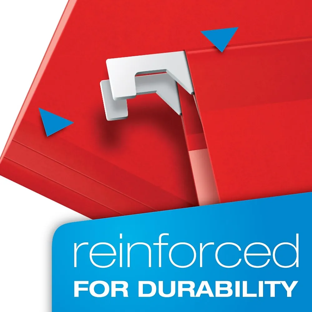 Hanging File Folders|Pendaflex Ready-Tab Reinforced Hanging File Folder, 5-Tab, Letter Size, , 25/Box (42623) Red