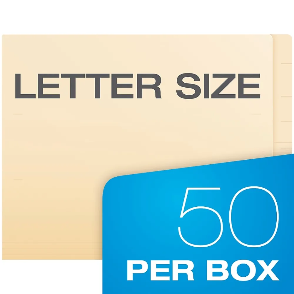 File Folders|Pendaflex Recycled End Tab File Folder, Straight Cut, Letter Size, Manila, 50/Box (H10U1)