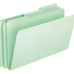 File Folders|Pendaflex Recycled File Folder, 2/5-Cut Tab, Assorted, Legal Size, Light Green, 25/Box(17171EE)