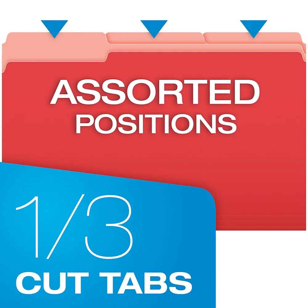 File Folders|Pendaflex Recycled File Folder, 1/3-Cut Tab, Legal Size, , 100/Box (43501/3) Red