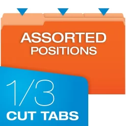 File Folders|Pendaflex Recycled File Folder, 1/3-Cut Tab, Legal Size, , 100/Box (43501/3ORA) Orange