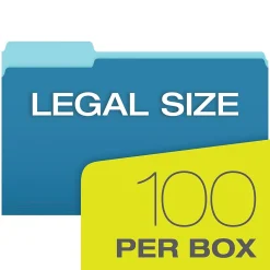 File Folders|Pendaflex Recycled File Folder, 1/3-Cut Tab, Legal Size, , 100/Box (43501/3ASST) Assorted