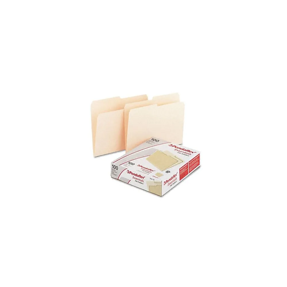 File Folders|Pendaflex Recycled File Folder, 2/5-Cut Tab, Letter Size, Manila, 100/Box (752 1/2)