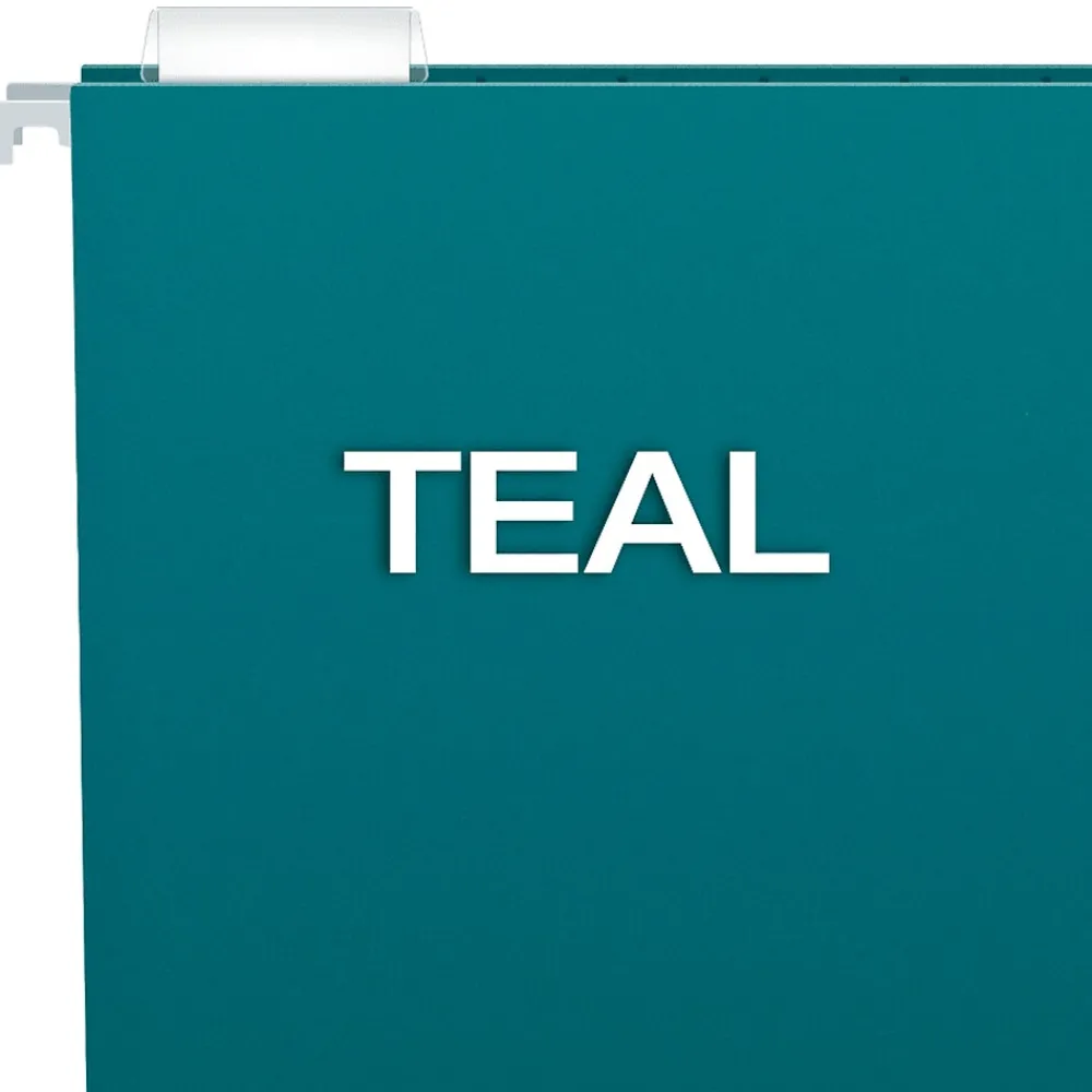Hanging File Folders|Pendaflex Recycled Hanging File Folders, 1/5 Tab, Letter Size, Teal, 25/Box (81614)