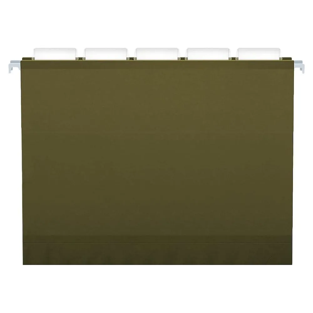 Hanging File Folders|Pendaflex Reinforced Hanging File Folders, 5-Tab, 4" Expansion, Letter Size, Standard Green, 25/Box (PFX 04152x4)