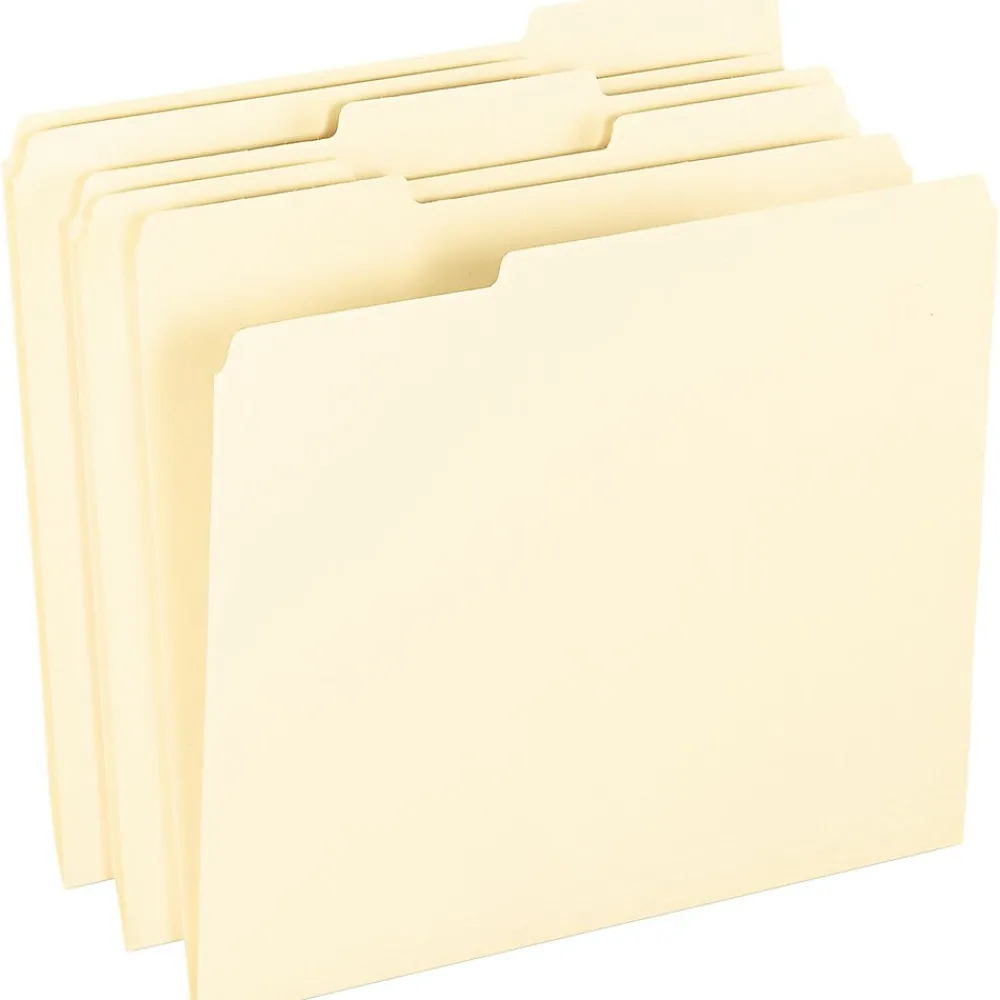 File Folders|Pendaflex Smart Shield Recycled File Folder, 1/3-Cut Tab, Letter Size, Manila, 100/Box (62702)