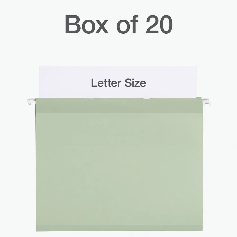 Hanging File Folders|Pendaflex Standard Reinforced Hanging File Folder, 3-Tab, Letter, Sage green, 20/Box (1009463)