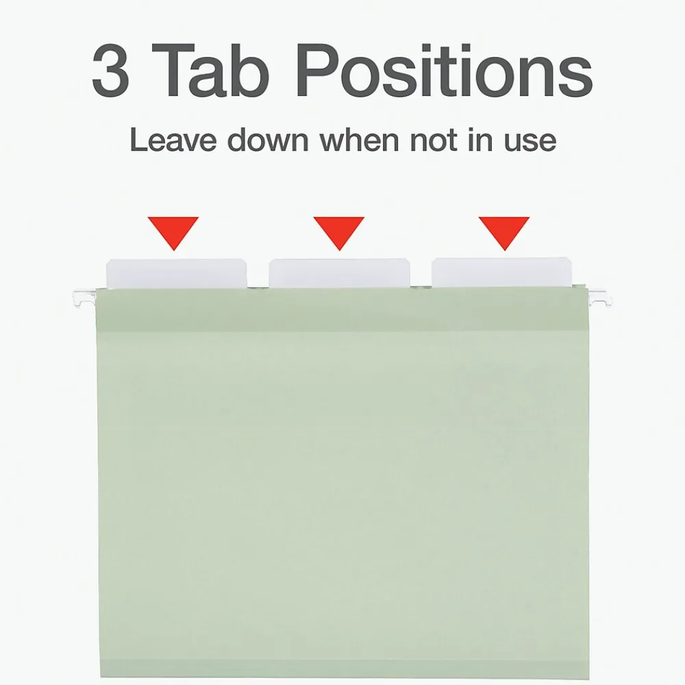 Hanging File Folders|Pendaflex Standard Reinforced Hanging File Folder, 3-Tab, Letter, Sage green, 20/Box (1009463)