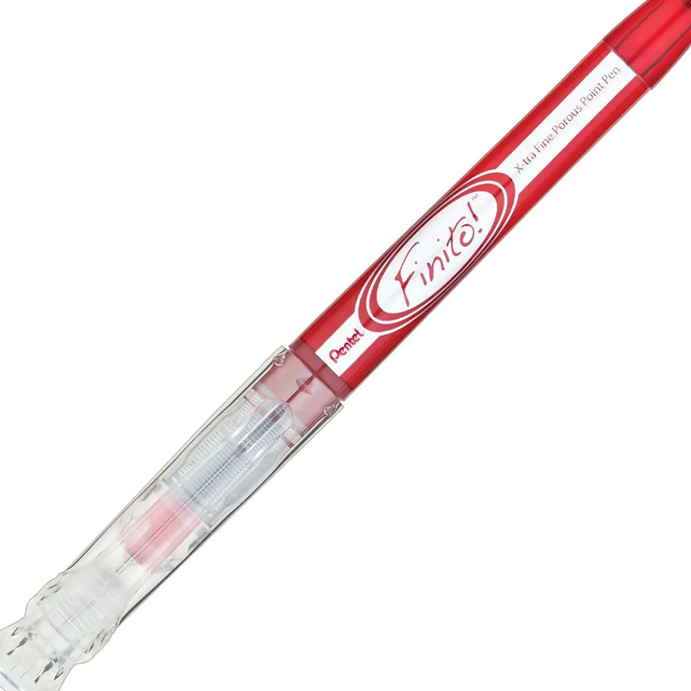 Pens|Pentel ® Finito! X-tra Porous Point Pen, Fine Point, Red Ink (PENSD98B)