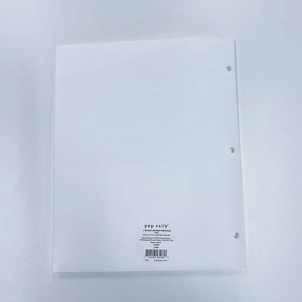 Pocket Folders|Pep Rally 3-Hole Punched 2-Pocket Presentation Folder, White (61480)