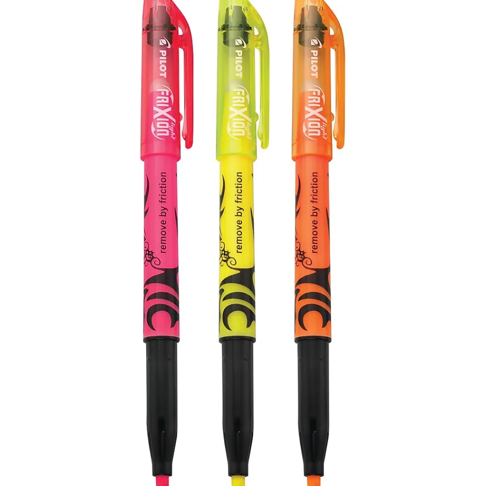 Highlighters|Pilot FriXion Light Erasable Highlighters, Chisel Tip, Assorted Ink, 3/Pack (46507)