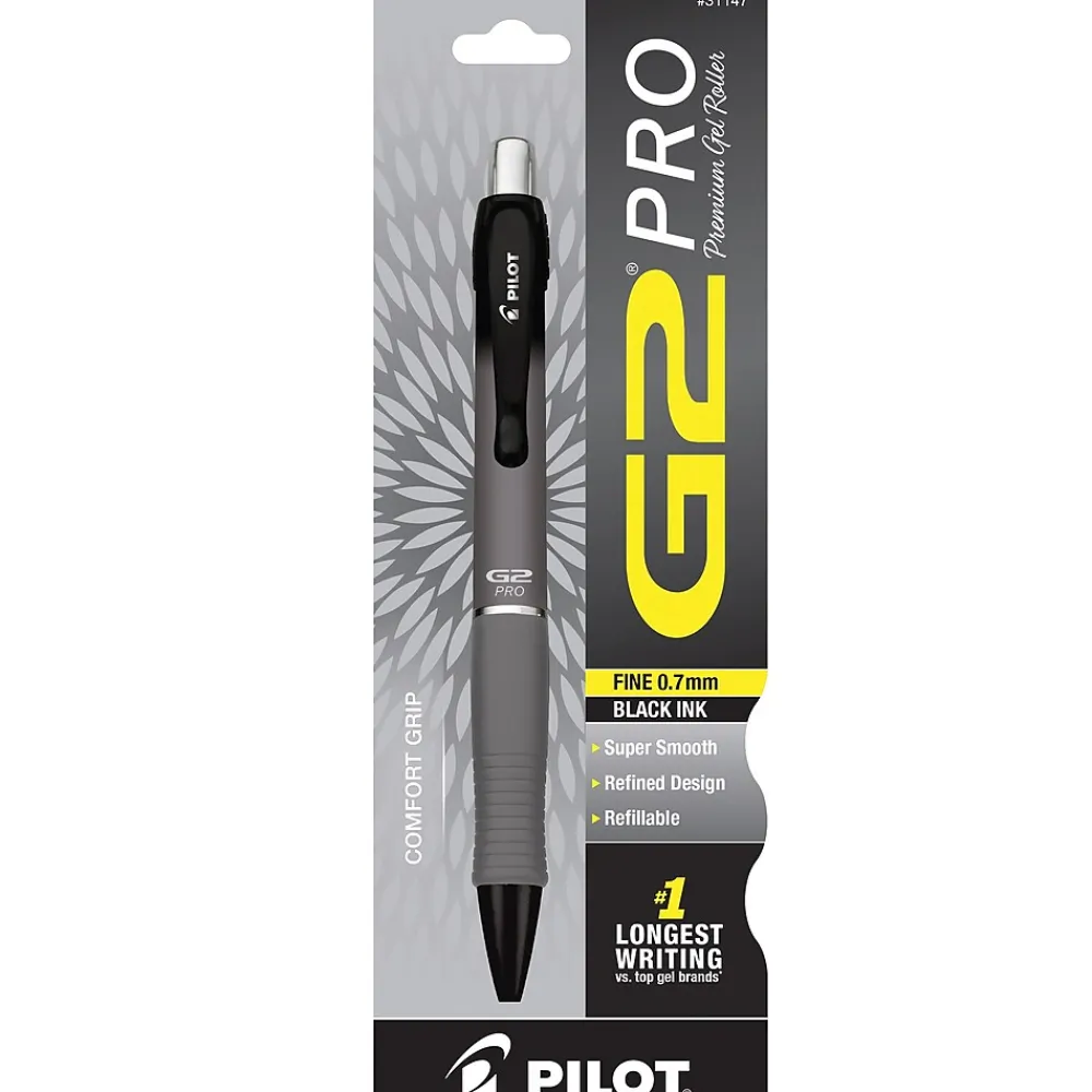 Pens|Pilot G2 Pro Retractable Gel Pen, Fine Point, Black Ink, Gray Barrel (31147)