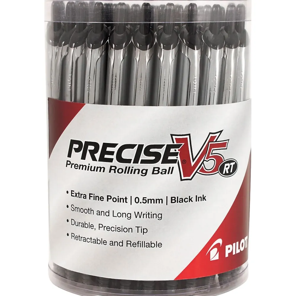 Pens|Pilot Precise V5 RT Retractable Rollerball Pens, Extra Fine Point, Black Ink, 30/Pack (84067)