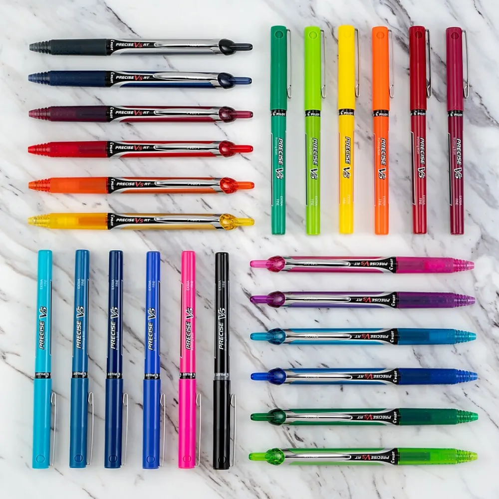 Pens|Pilot Precise V5 RT Retractable Rollerball Pens, Extra Fine Point, Assorted Ink, 3/Pack (26053)