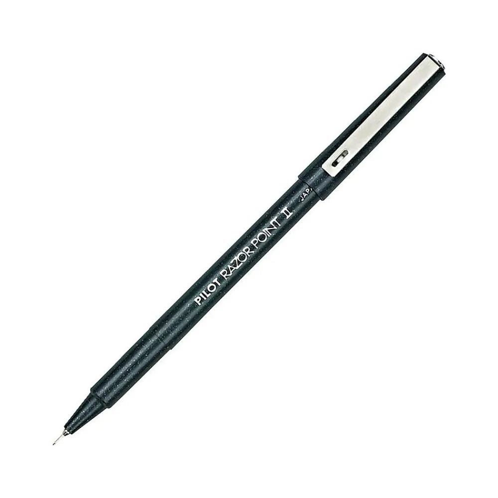 Pens|Pilot Razor Point II Marker Pens, Super Fine Point, Black Ink, Dozen (11009)