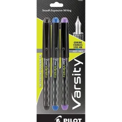Pens|Pilot Varsity Fountain Pens, 1.0mm Nib, Assorted Ink, 3/Pack (90022)