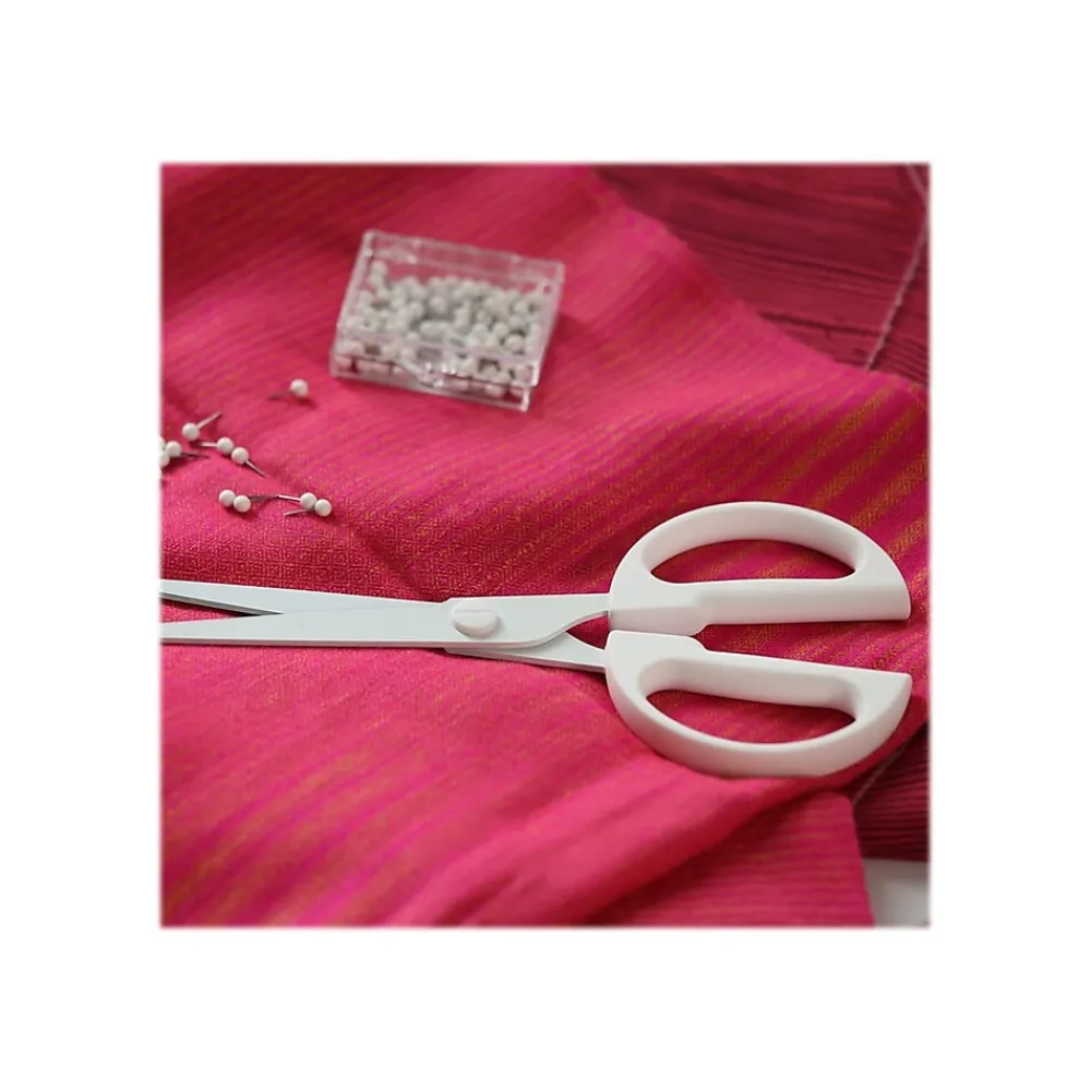 Scissors|Poppin 9" Stainless Steel Standard Scissors, Sharp Tip, White (100186)