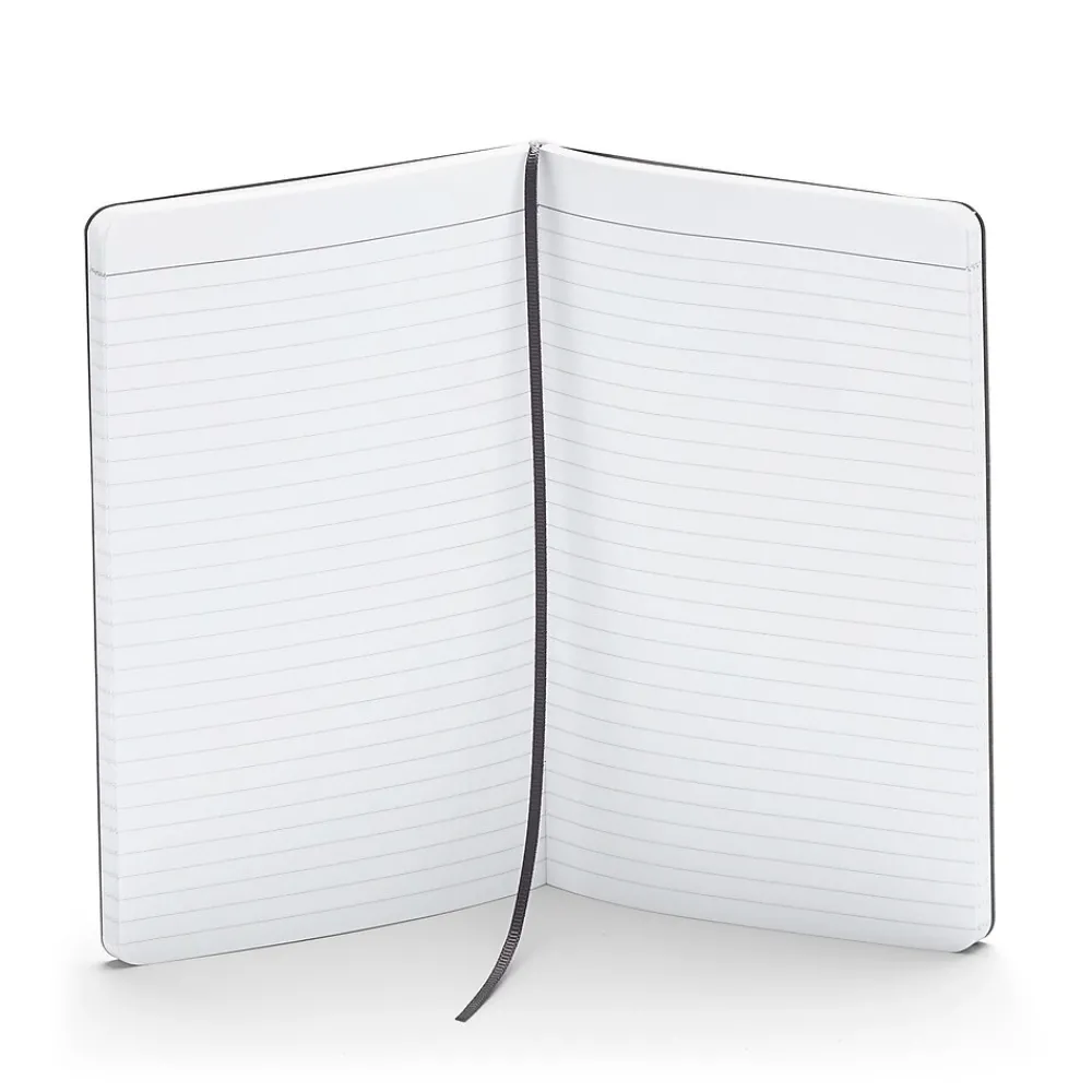 Notebooks|Poppin Professional Notebooks, 5" x 8.25", College Ruled, 96 Sheets, Gray/Silver, 25/Set (104134)