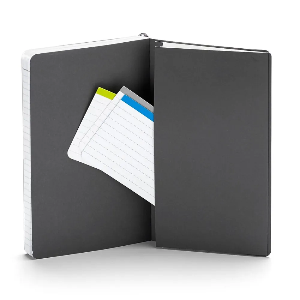 Notebooks|Poppin Professional Notebooks, 5" x 8.25", College Ruled, 96 Sheets, Gray/Silver, 25/Set (104134)