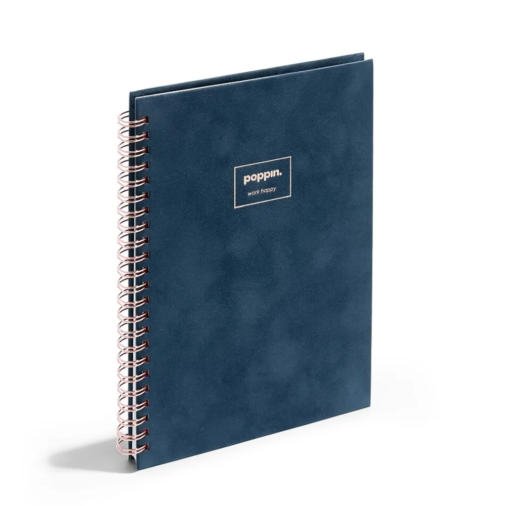 Notebooks|Poppin Velvet 1-Subject Professional Notebooks, 6" x 8.25", Dotted, 40 Sheets, Blue (106162)