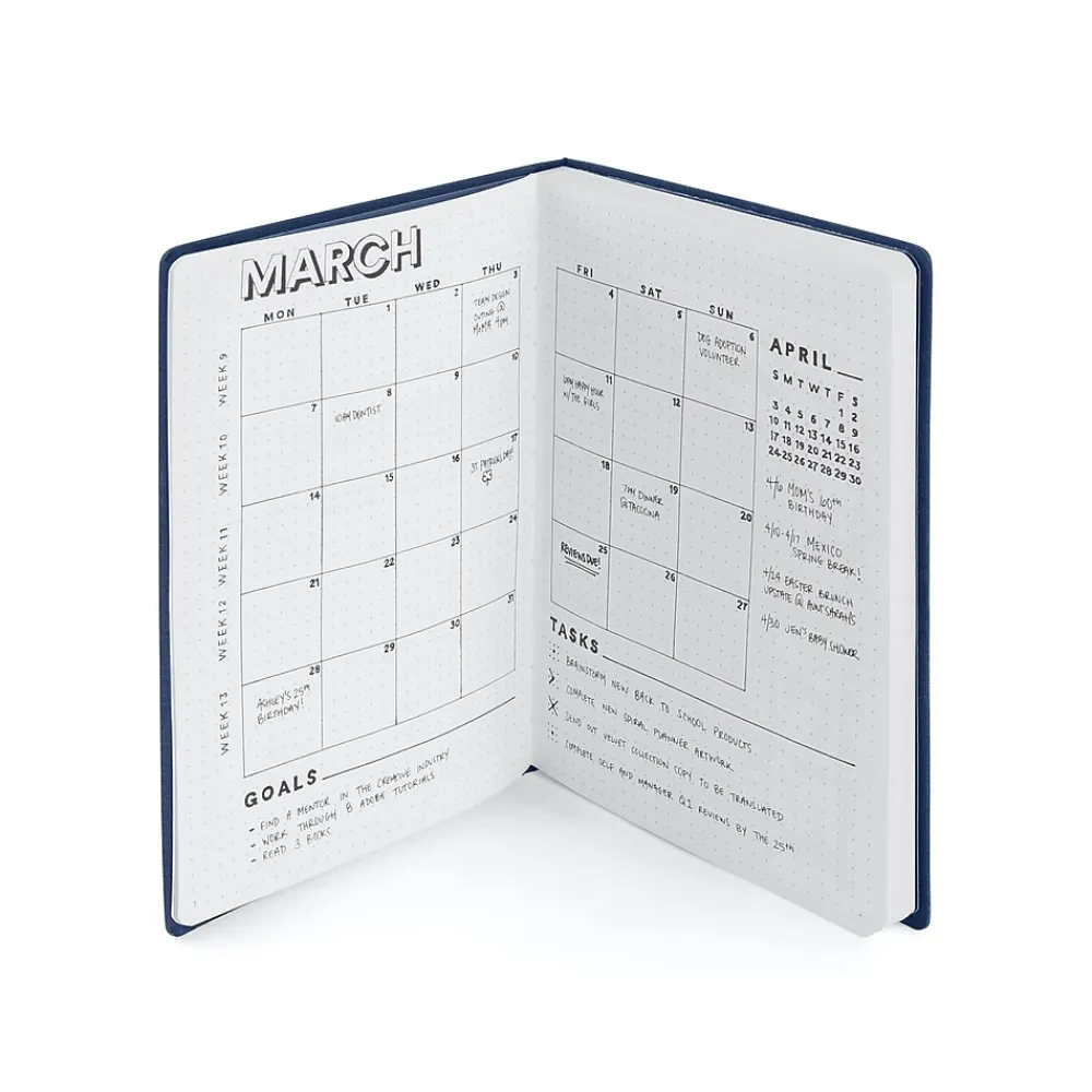 Journals|Poppin Work Happy Journal, 5.8" x 8.3", Dotted Ruled, Lagoon/Clay, 198 Pages (107490)