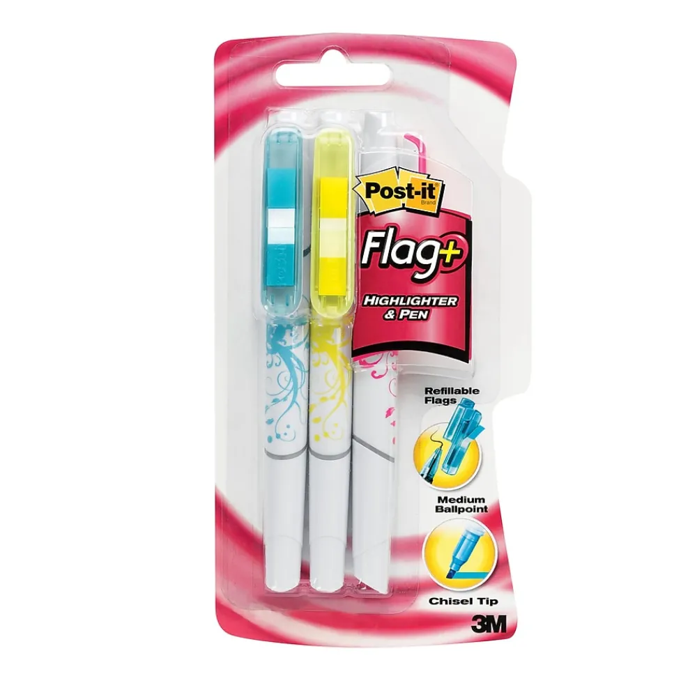 Highlighters|Post-it ® Flag + Highlighter & Pen, 150 Flags/Pack, 3 Highlighter Pens/Pack (691-HLP3-BLK)