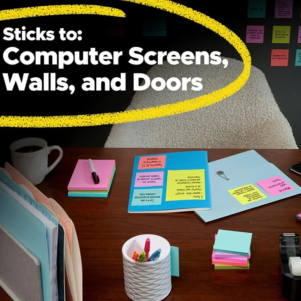 Notepads|Post-it Super Sticky Telephone Message Pad, 4" x 5", Multicolor, 50 Sheets/Pad, 4 Pads/Pack (7679-4)