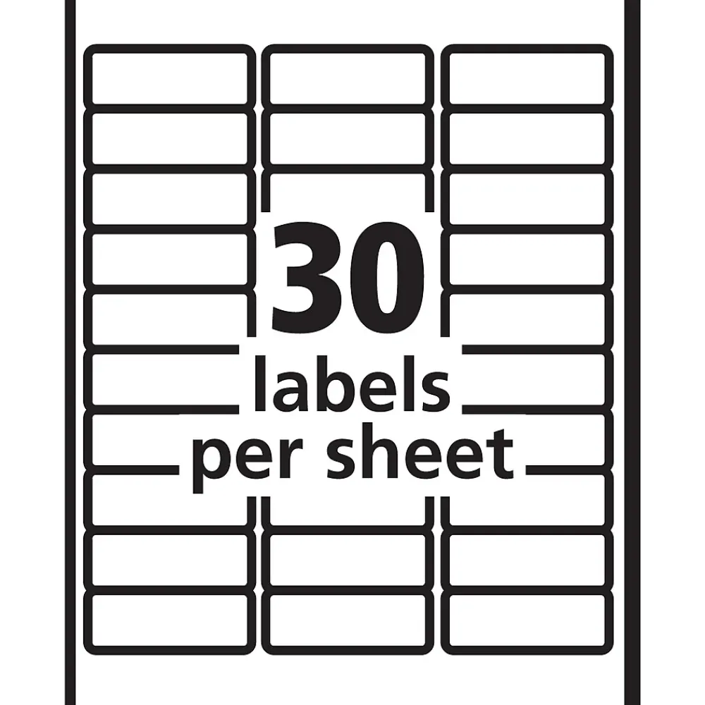 Labels|Pres-a-ply Laser/Inkjet Address Labels, 1" x 2-5/8", White, 3,000 Labels/Box (30600)
