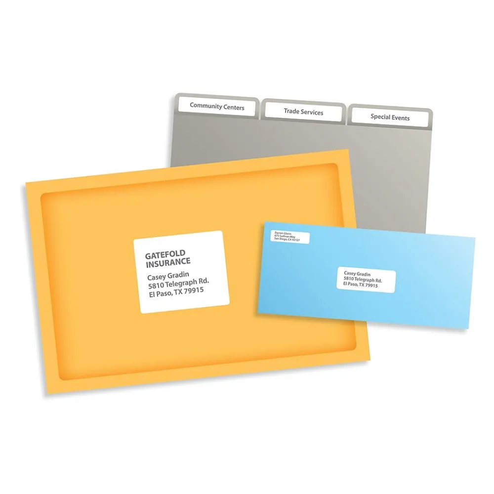 Labels|Pres-a-ply Laser/Inkjet File Folder Labels, 2/3" x 3-7/16", White, 1,500 Labels/Box (30632)