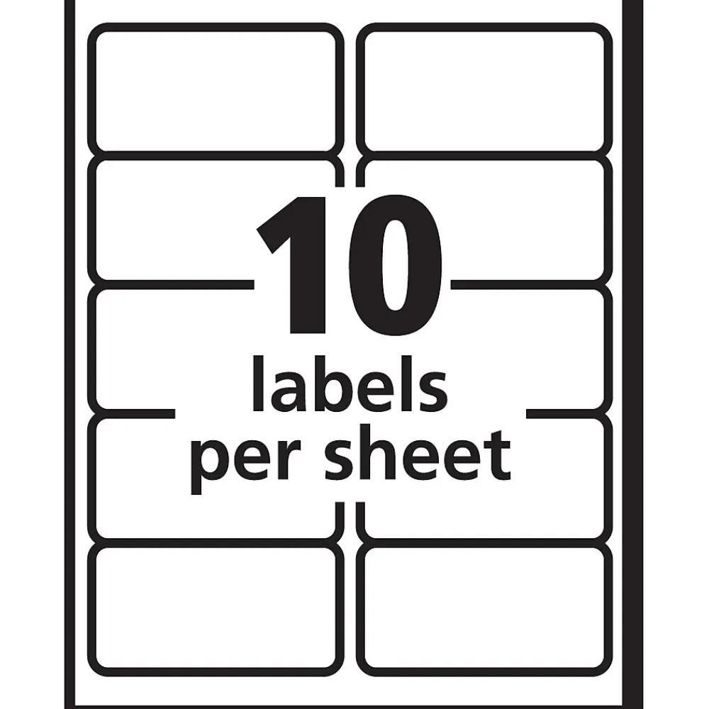 Labels|Pres-a-ply Laser/Inkjet Shipping Labels, 2" x 4", White, 1,000 Labels/Box (30603)