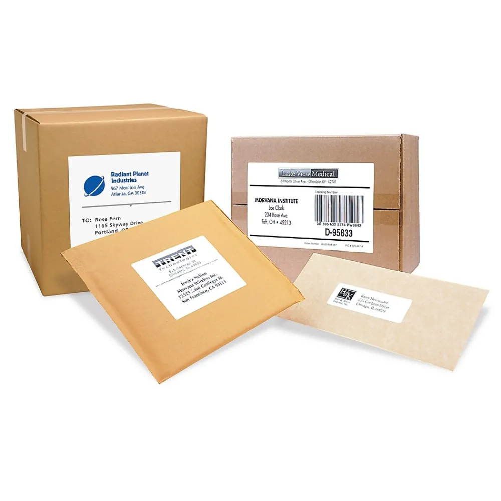 Labels|Pres-a-ply Laser/Inkjet Shipping Labels, 2" x 4", White, 1,000 Labels/Box (30603)
