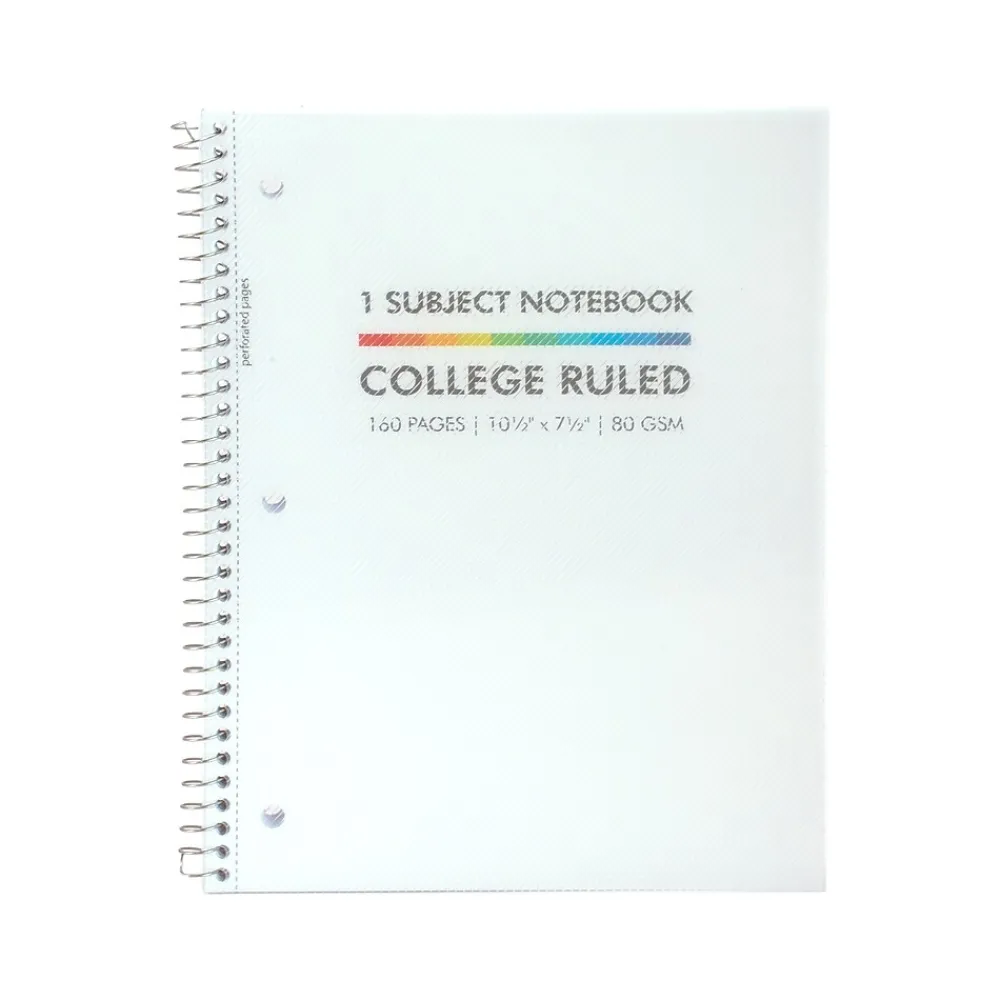 Subject Notebooks|Pukka Pad Basics Subject Notebook, 7.5" x 10.5", College-Ruled, 80 Sheets, White, 3/Pack (9759-BAS)