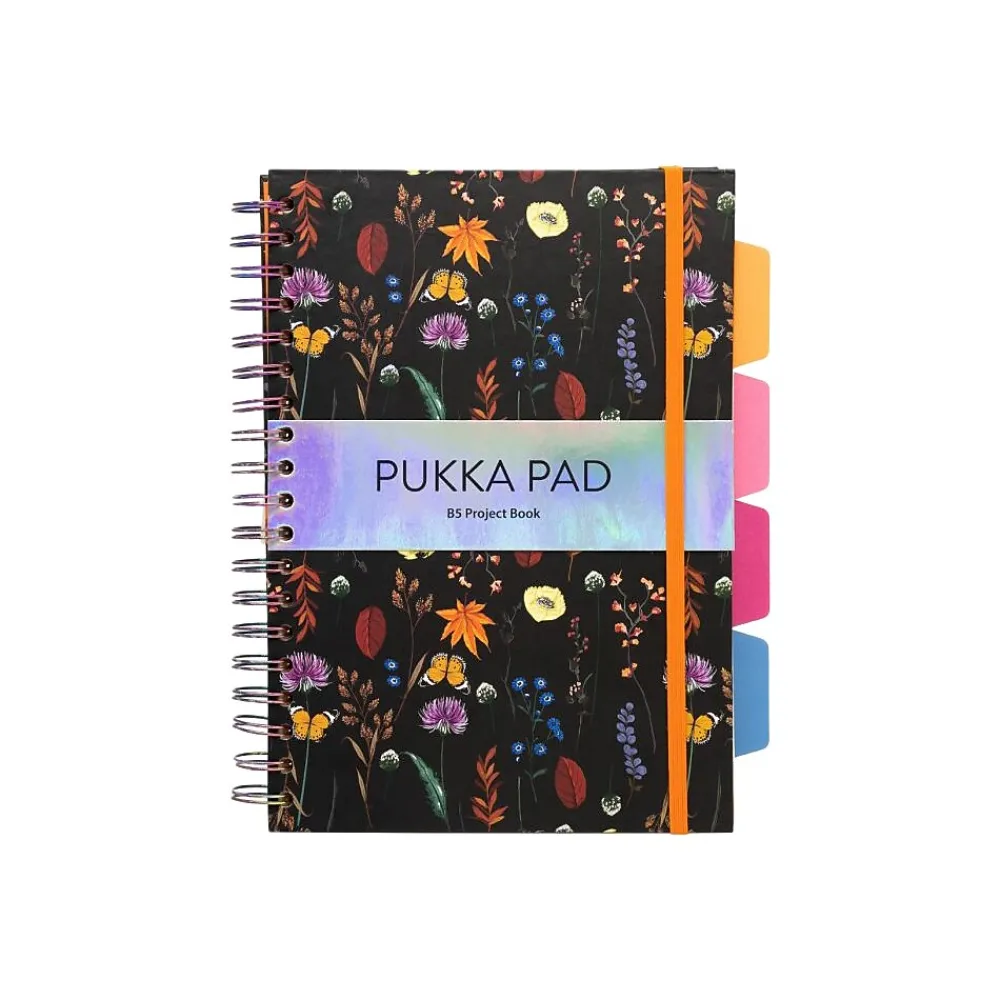 Subject Notebooks|Pukka Pad Bloom 5-Subject Subject Notebooks, 6.9" x 9.8", College Ruled, 100 Sheets, Assorted Colors, 3/Pack (9494-BLM(ASST))