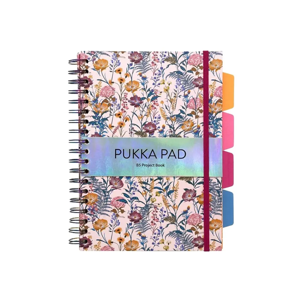 Subject Notebooks|Pukka Pad Bloom 5-Subject Subject Notebooks, 6.9" x 9.8", College Ruled, 100 Sheets, Assorted Colors, 3/Pack (9494-BLM(ASST))