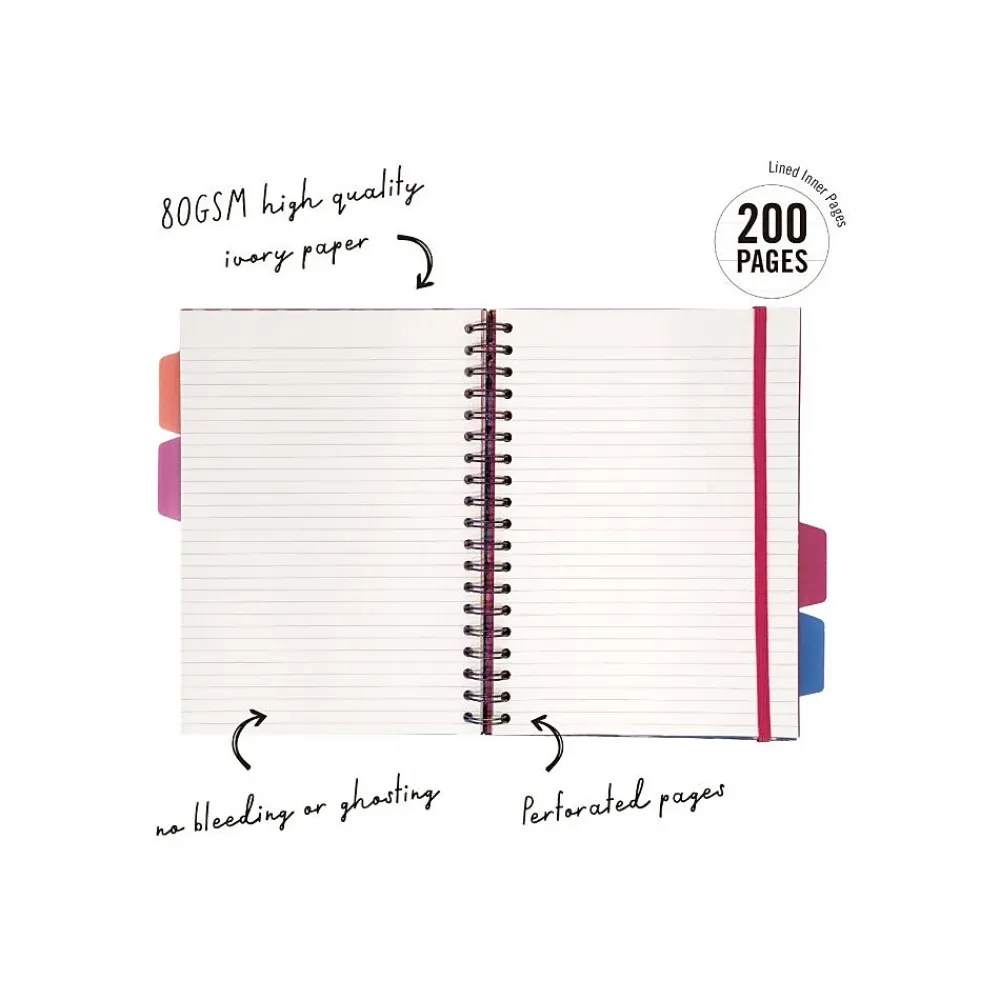 Subject Notebooks|Pukka Pad Bloom 5-Subject Subject Notebooks, 6.9" x 9.8", College Ruled, 100 Sheets, Assorted Colors, 3/Pack (9494-BLM(ASST))