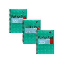 Notebooks|Pukka Pad Metallic Jotta Professional Notebooks, 6.9" x 9.8", College Ruled, 100 Sheets, Green, 3/Pack (8520-MET)
