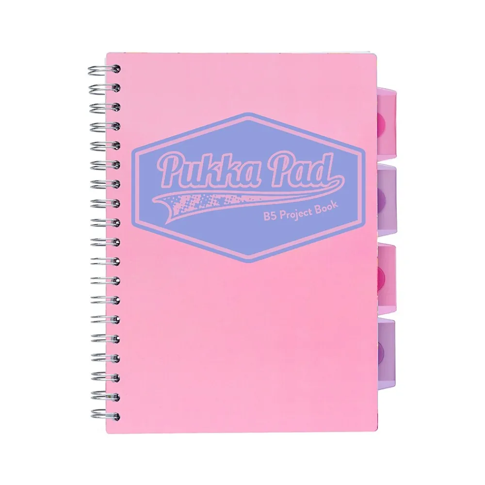 Subject Notebooks|Pukka Pad Pastels 5-Subject Notebooks, 7" x 10", Ruled, 100 Sheets, Assorted Colors, 3/Pack (3032-PST)
