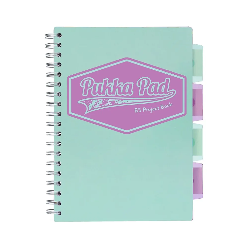 Subject Notebooks|Pukka Pad Pastels 5-Subject Notebooks, 7" x 10", Ruled, 100 Sheets, Assorted Colors, 3/Pack (3032-PST)